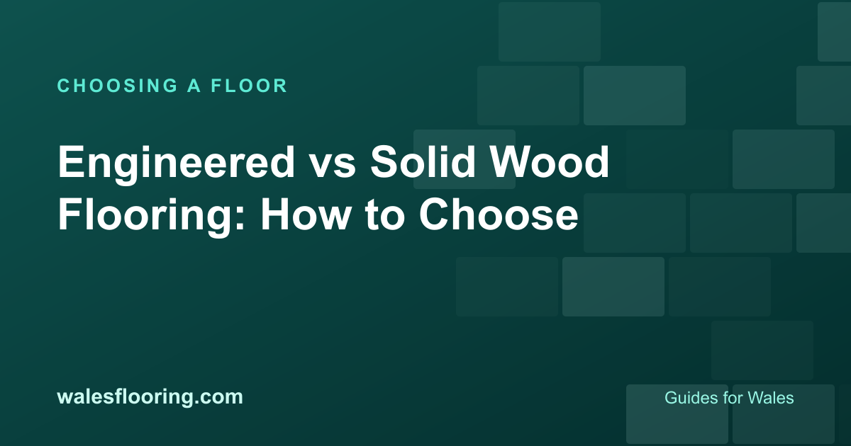 Illustration card titled Engineered vs Solid Wood Flooring: How to Choose