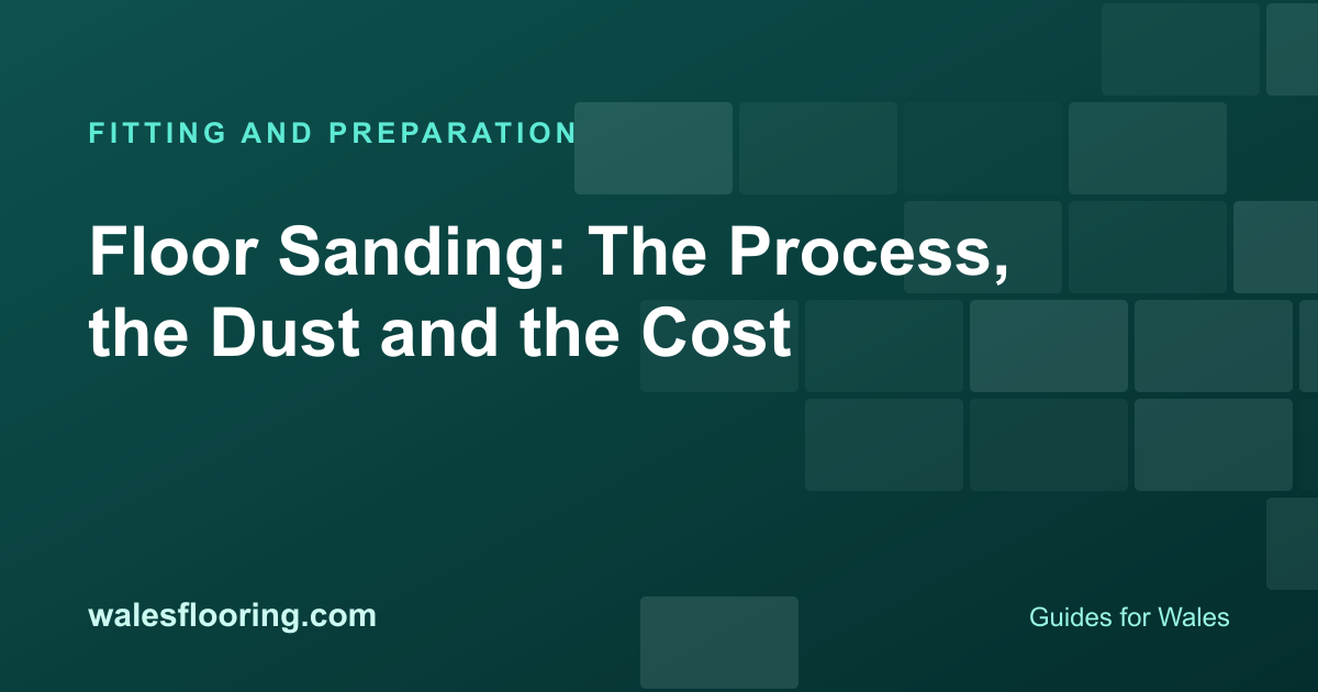 Illustration card titled Floor Sanding: The Process, the Dust and the Cost